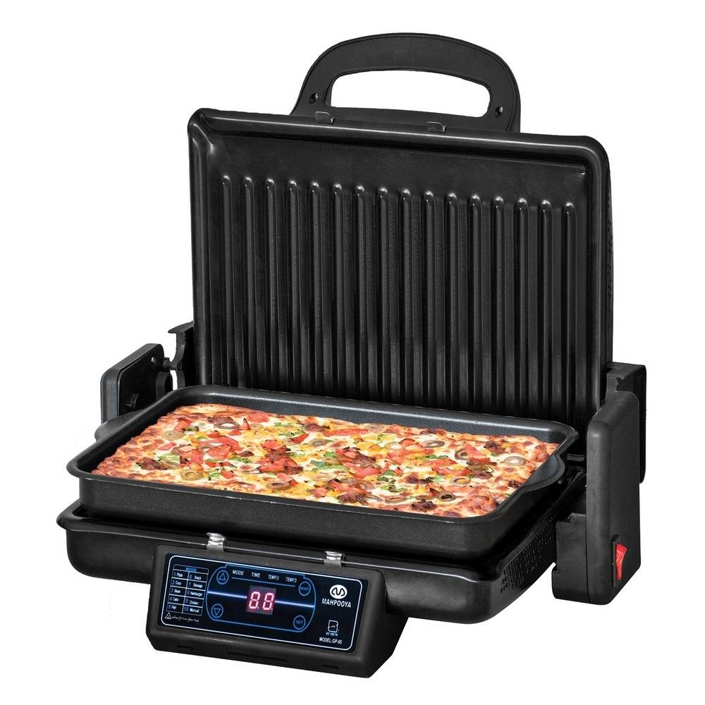 Black grill with Pizza2 گریل برقی چندکاره مه پویا مدل GP-95D - تصویر 1